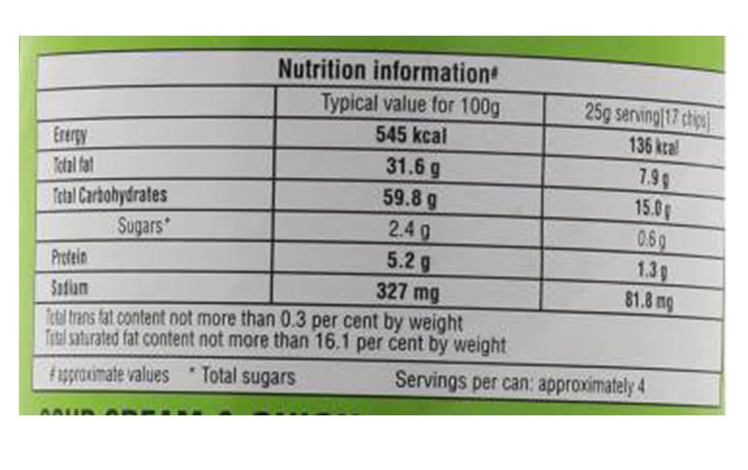 Del Monte Sour Cream & Onion Flavour Potato Crisps   Container  110 grams
